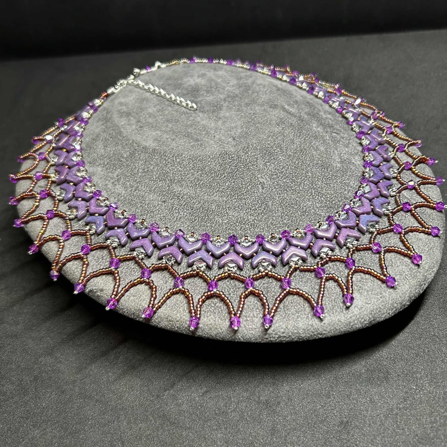 Madame Web Glass and Crystal Seed Bead Collar Necklace