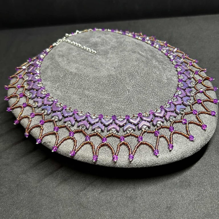 Madame Web Glass and Crystal Seed Bead Collar Necklace