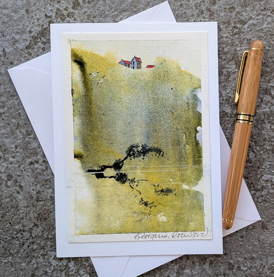 Clifftop Reflections. Blank Card. Original Painting. 260191
