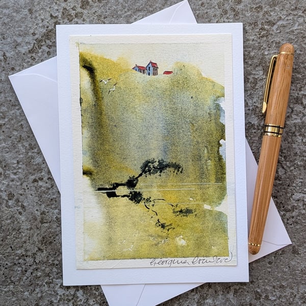 Clifftop Reflections. Blank Card. Original Painting. 260191