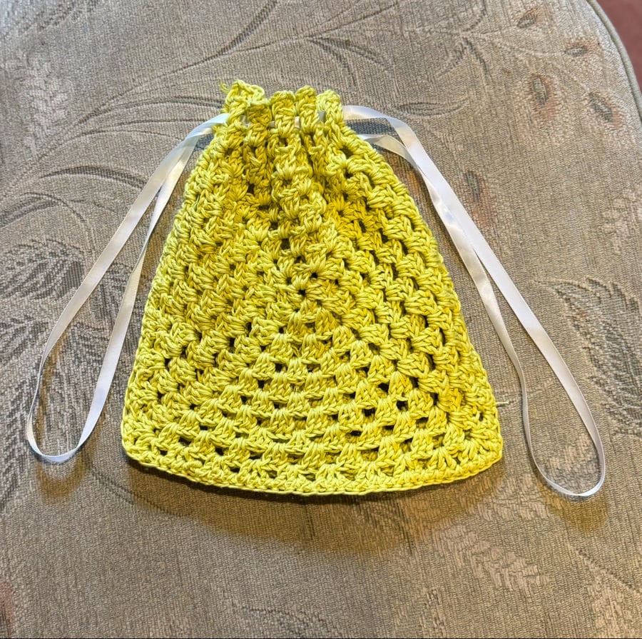 Pistachio Drawstring Crochet Bag