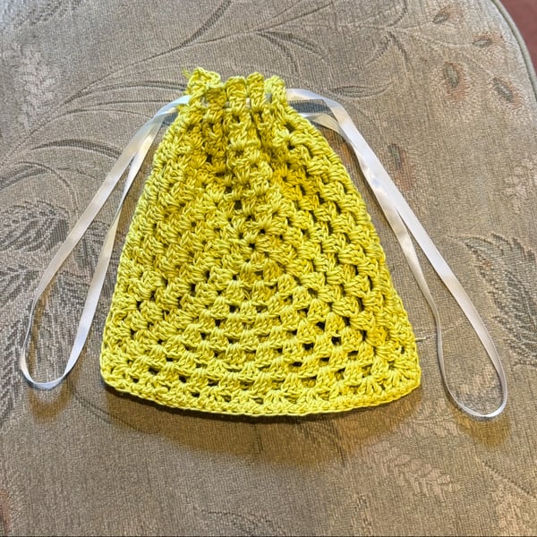 Pistachio Drawstring Crochet Bag