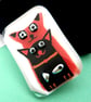 Handmade Fused Glass 'Cats with Fish' Brooch - Image 2