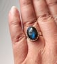 Sterling Silver Blue Flash Labradorite Adjustable Ring Handmade Jewellery Gift - Image 2