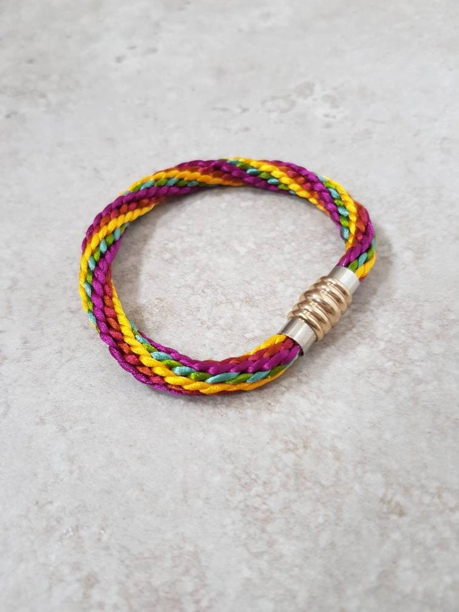 Dark rainbow bracelet, boho bracelets for women, Jewel tone Jewelry