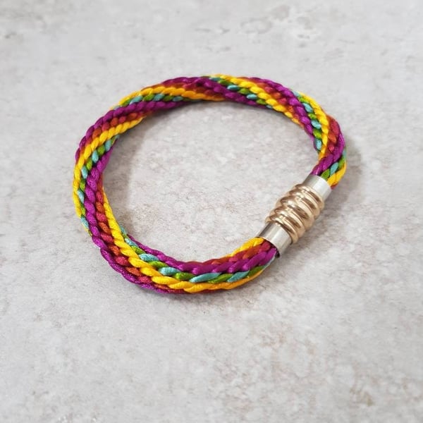 Dark rainbow bracelet, boho bracelets for women, Jewel tone Jewelry