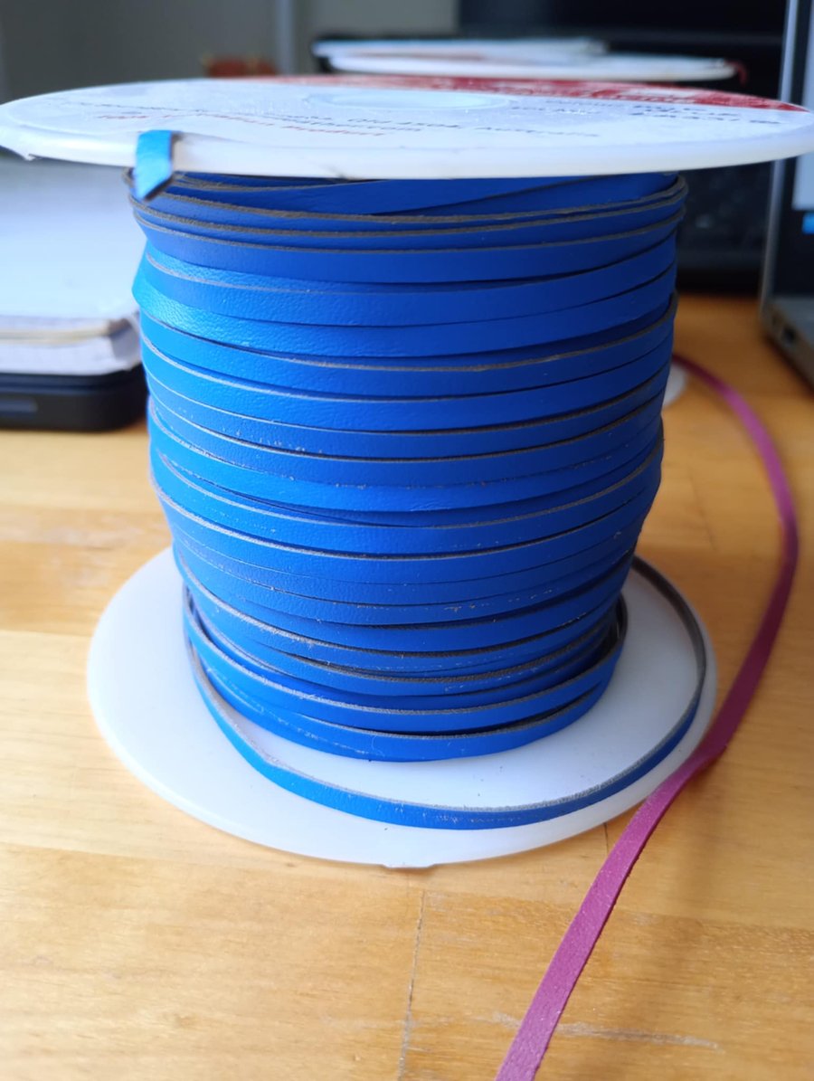 Kangaroo Leather Lace 3mm premium quality Mid Blue 1m