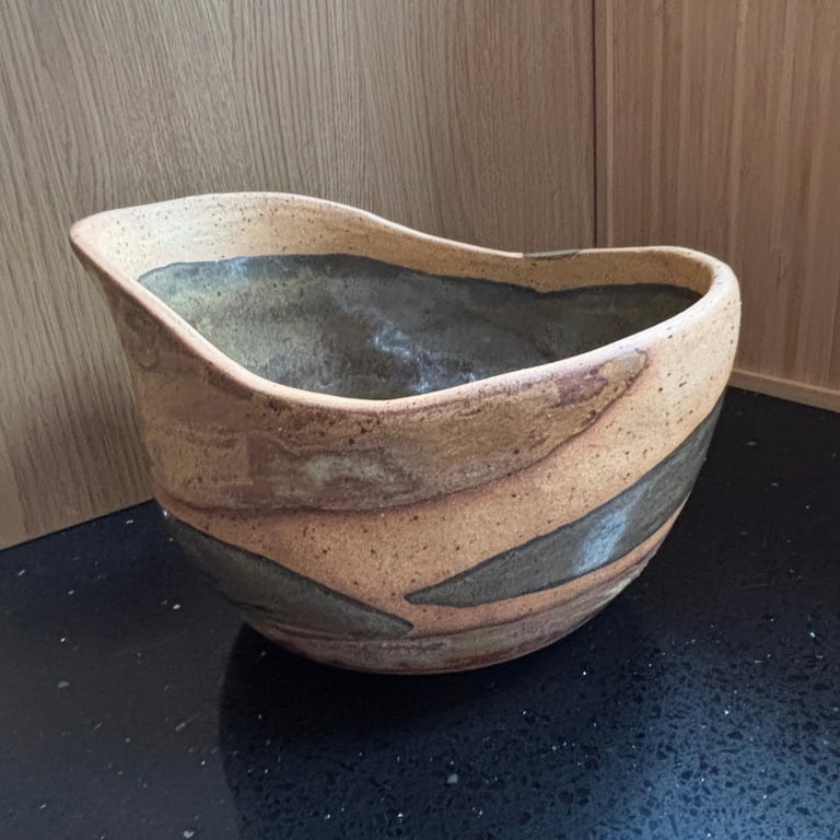 Smokey green organic shaped ceramic plant pot