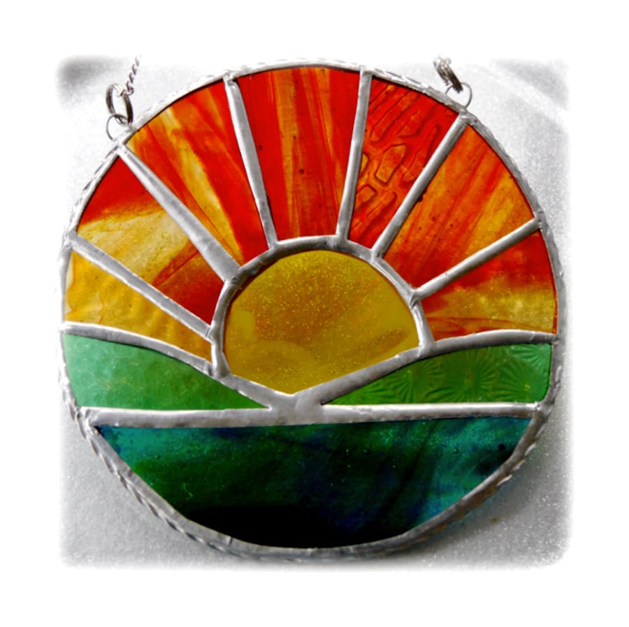 Sunrise Picture Stained Glass Suncatcher Handmade Sun Ring 029