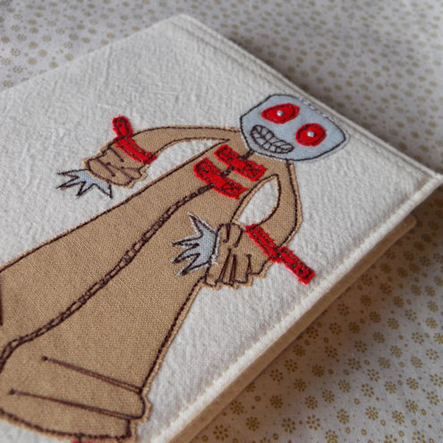 embroidered straightjacket zombie notebook - A6 size