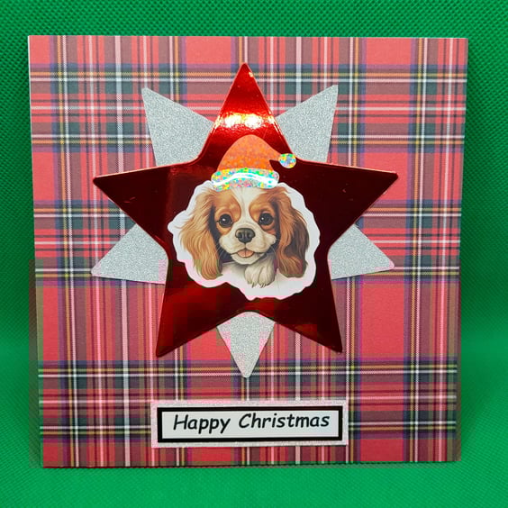 Xmas Star Dog Christmas Card Cavalier King Charles Spaniel