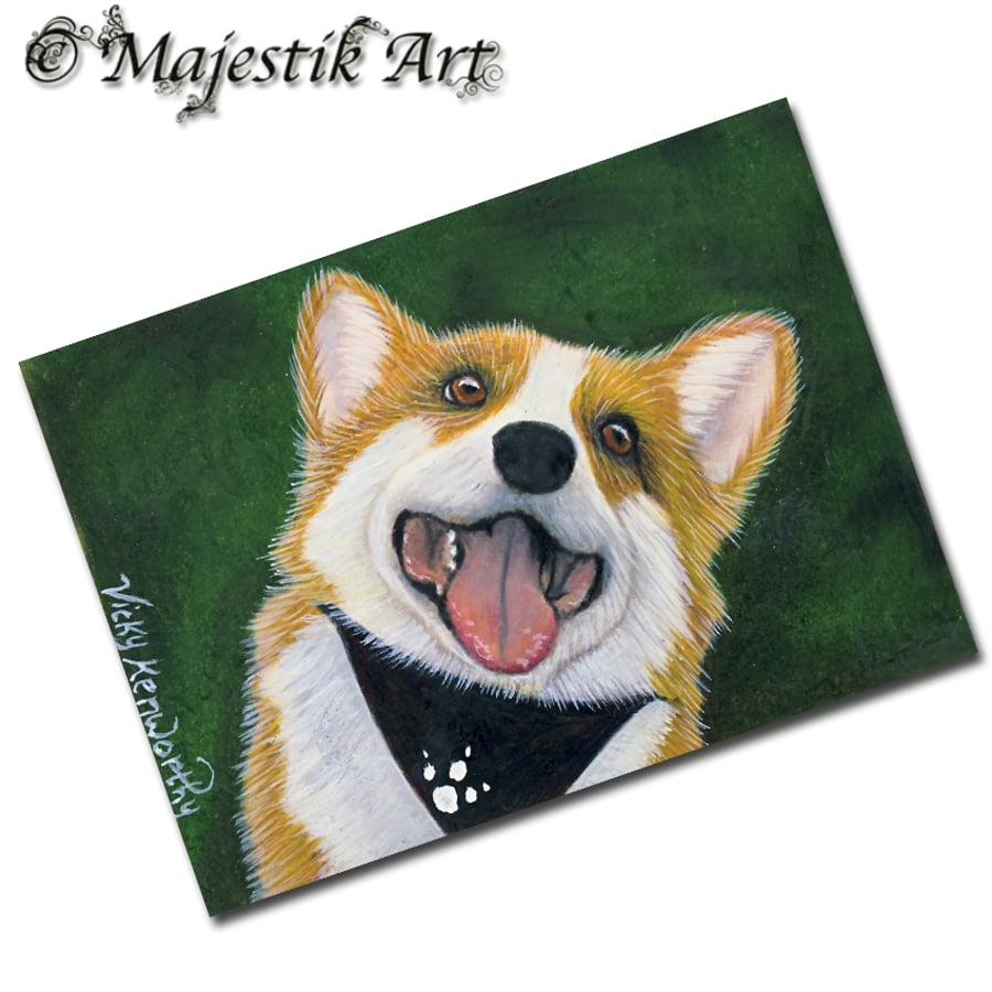 Archival ACEO Corgi Print 'Back again' By V Kenworthy
