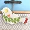 Ceramic bird hanging decoration with loveheart tail