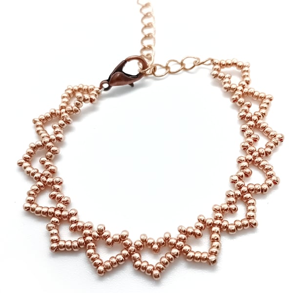 Rose gold love hearts bracelet and earrings set