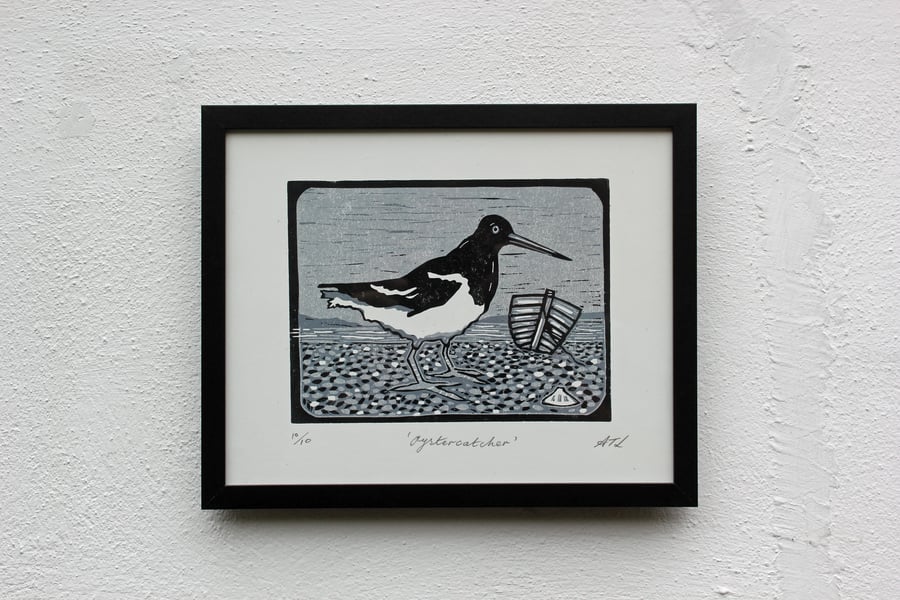Oystercatcher Print Linocut Hand Printed