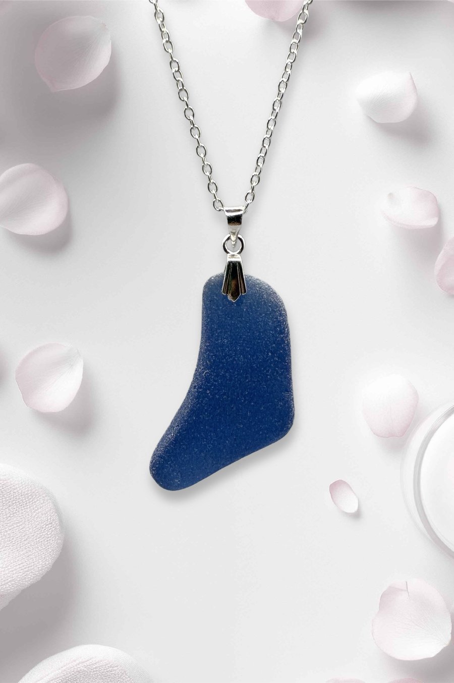Sea glass necklace, Colbalt blue in colour.