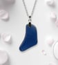 Sea glass necklace, Colbalt blue in colour.