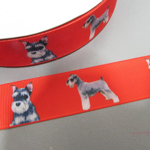 Schnauser Dog Grosgrain Ribbon x 1 metre