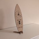 Clock and Tide Dial Fishtail Surfboard Clock, Plywood Laser Engraving 