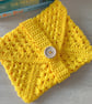 Granny Square Book Sleeve - Book Wrap -  Bright Yellow Crocheted Book Sleeve - Image 5