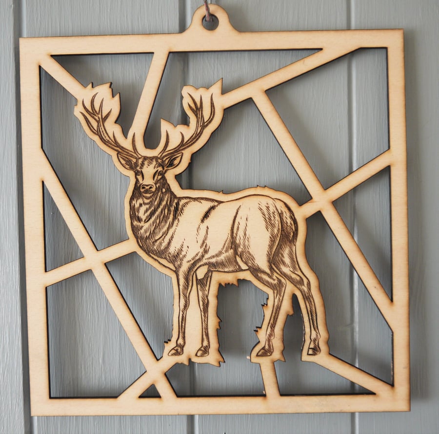 Laser Cut Highland stag Image Hanging Decorative Wall Art Plaque