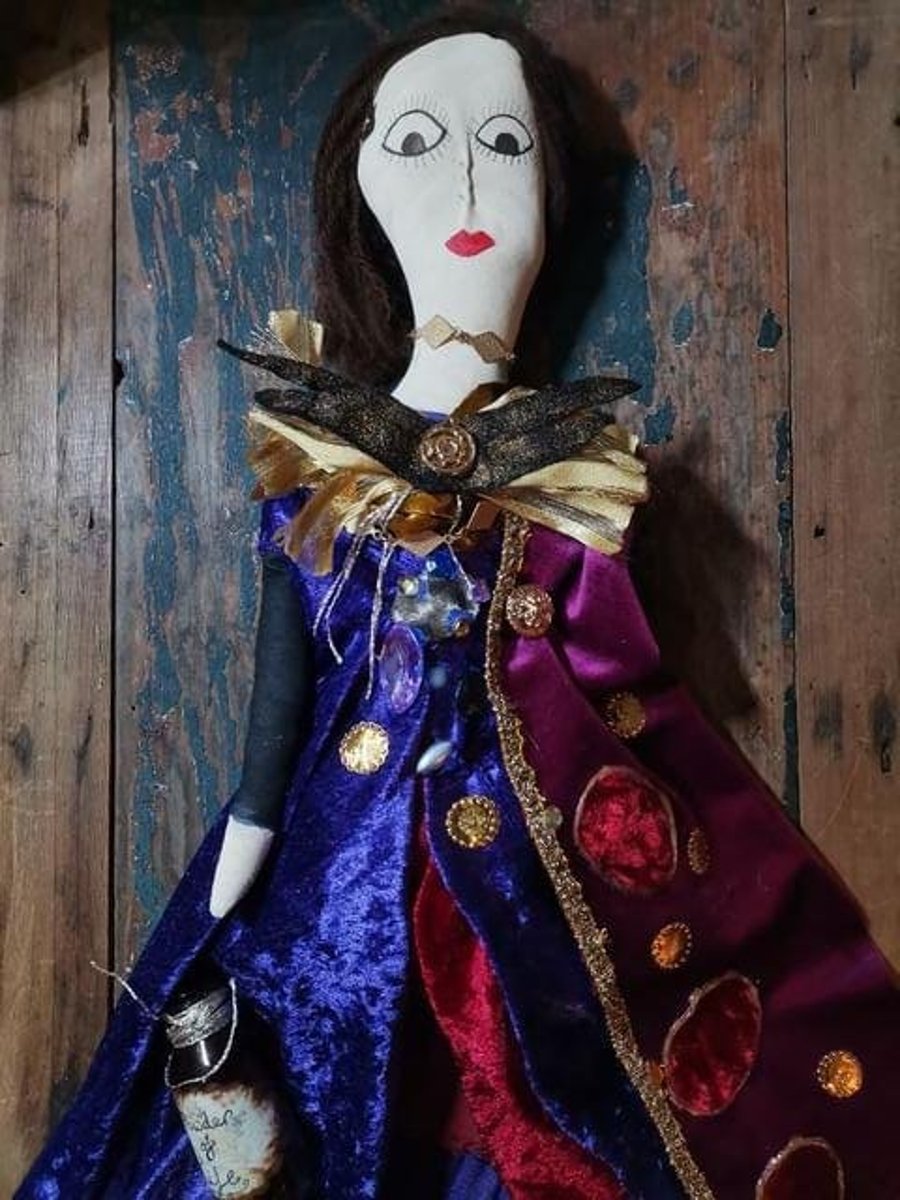 Fantasy style art doll, Princess Mombi, Return to Oz, textile art doll