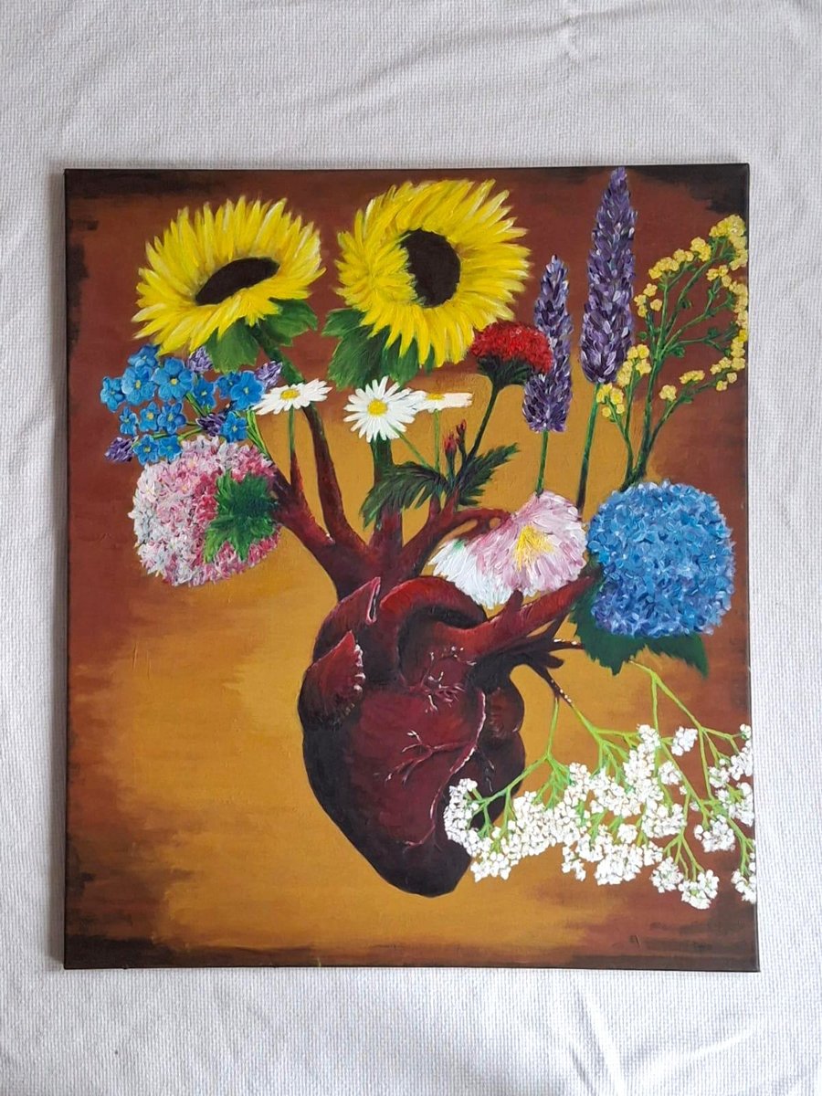 Acrylic Medium Floral Heart Painting