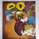 Acrylic Medium Floral Heart Painting