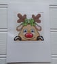 Handmade Reindeer Christmas Card, Hand Stitched Cross Stitch Holiday Card - Image 4