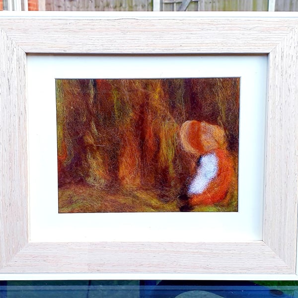 Whatcraft  Felted Textile Framed Art. Girl in  Woodland Framed 29 x 24cm