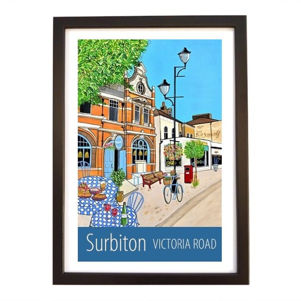 Surbiton Victoria Road travel poster print by Susie West