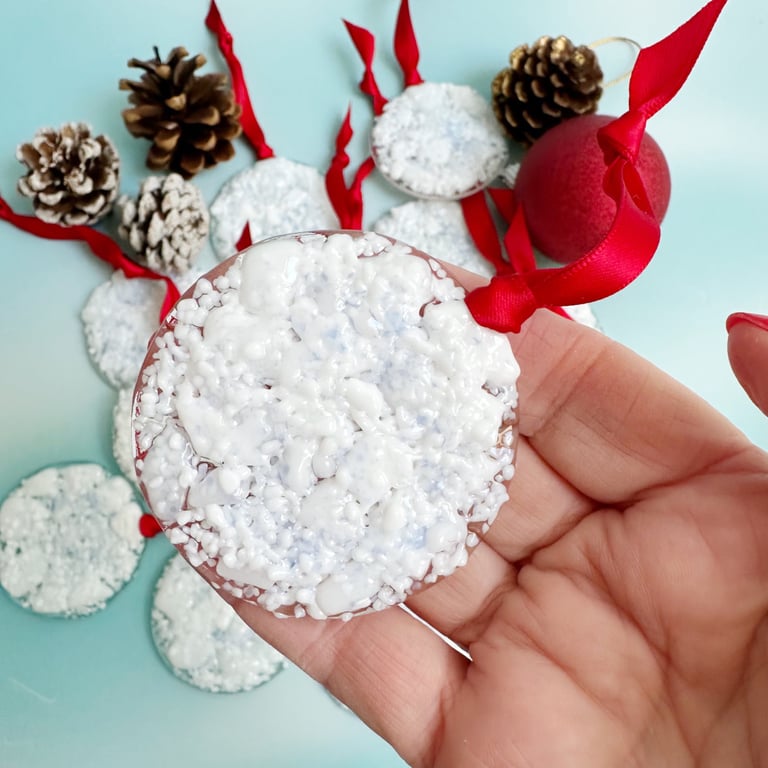 Fused Glass Snowball Tree Decoration