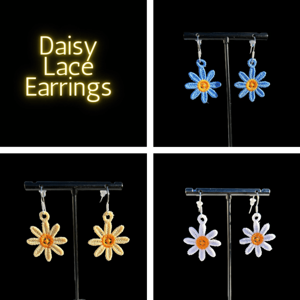 Daisy Lace Earrings - Sterling Silver Hooks