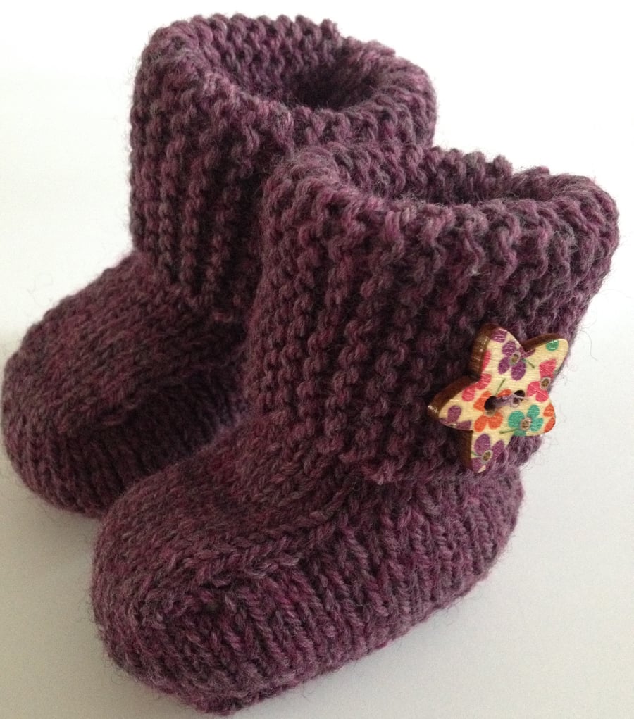 3-6 months hand knitted booties