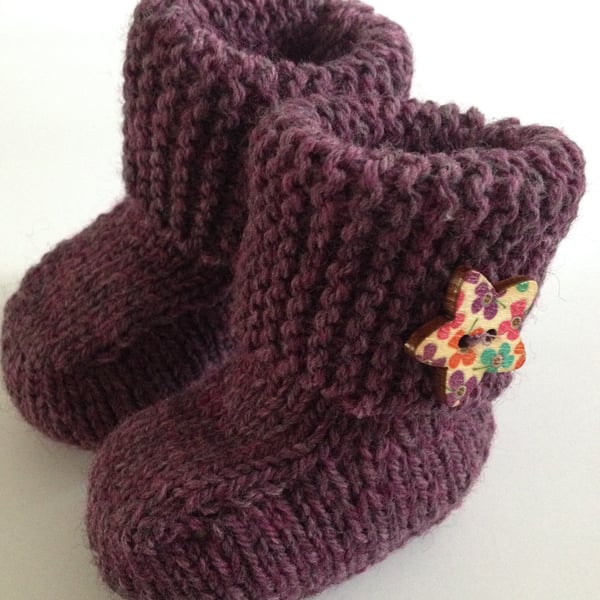3-6 months hand knitted booties