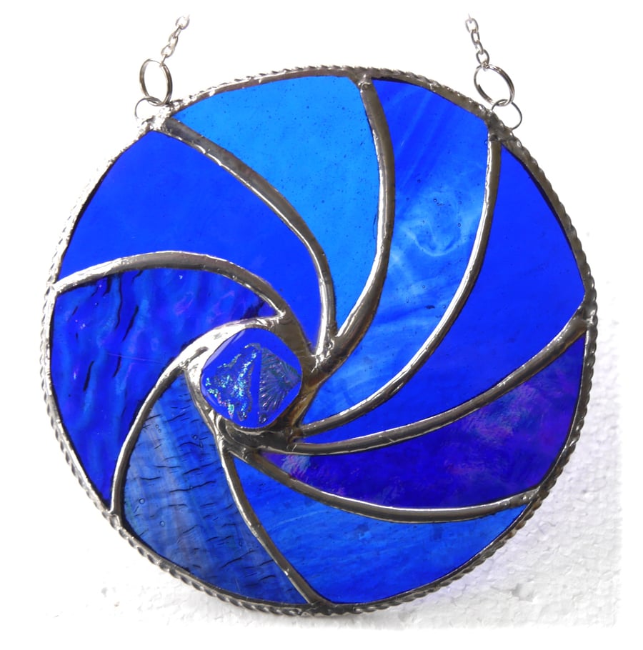 Ripwave Blue Stained Glass Suncatcher Handmade Sea 017