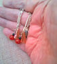 Earrings with Orange Artemis Beads Red and Black Beads on Long Chains - Image 6