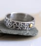 Silver Rune Ring Band With Gold Rivet - Image 1