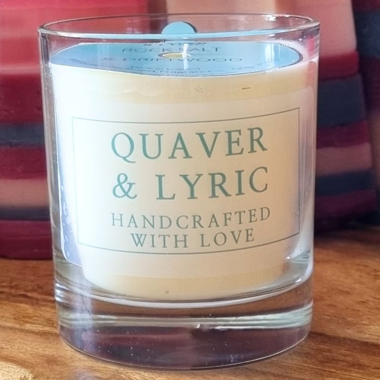 Quaver and Lyric Scented Candle in Glass Rapeseed Coconut Wax Blend 30cl Gift
