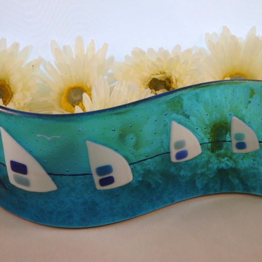 Sailing Boats Curved Glass Plaque