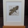 Giraffe Art Original Collagraph Print Animal