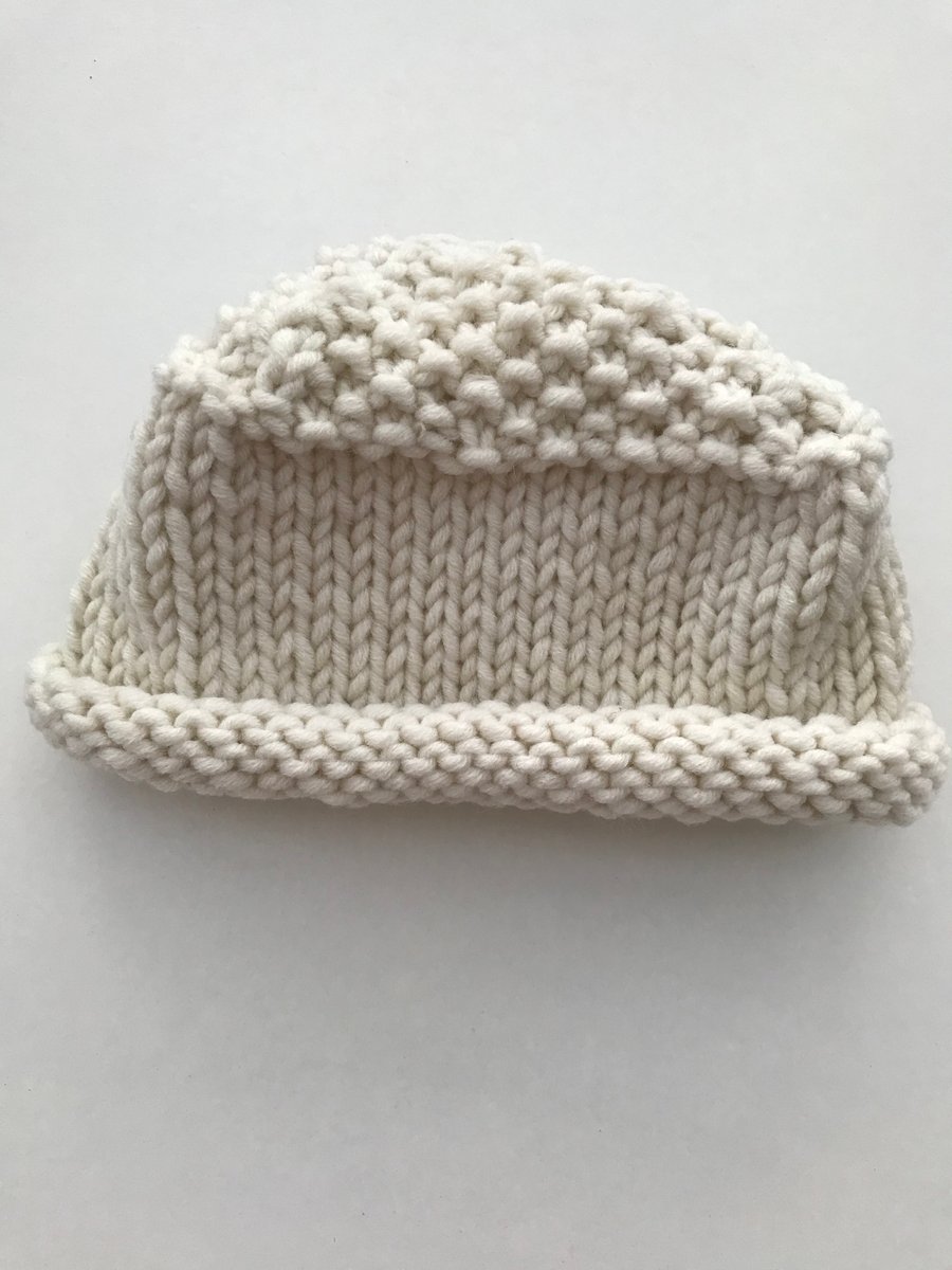 Hand knitted chunky baby hat