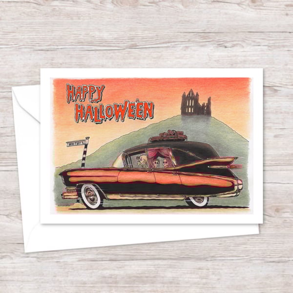Skeleton Art Greeting Card: Spooky Family Outing to Whitby (505)
