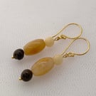 Yellow and Butterscotch Jade Barrel Bead Earrings 