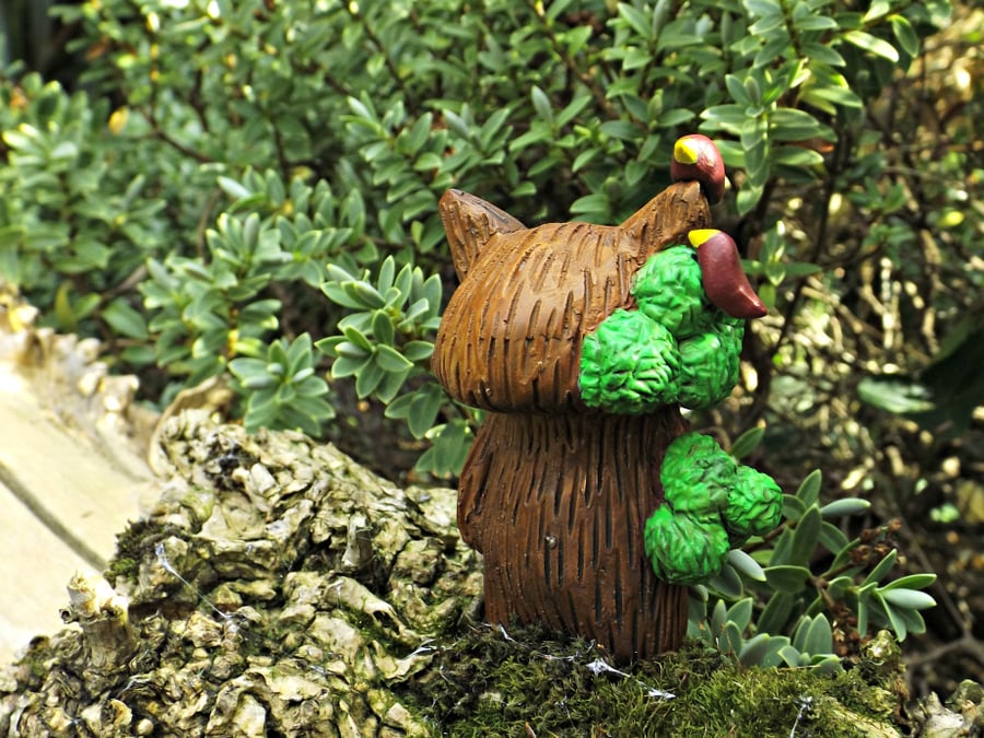 The Tree Cat  Handmade Polymer clay and resin figure (A)