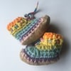Personalised baby boots - Pastel Rainbow- sizes 1-3 