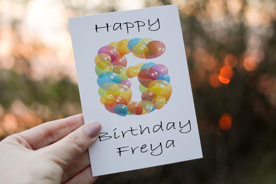 6th Birthday Card, Card for 6th Birthday, Birthday Card, Friend Birthday Card