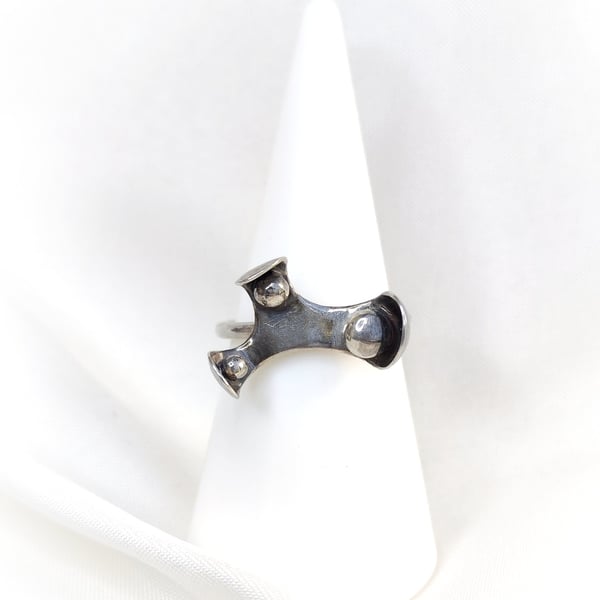 Abstract sterling silver ring