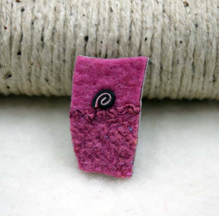 Hand felted pink brooch