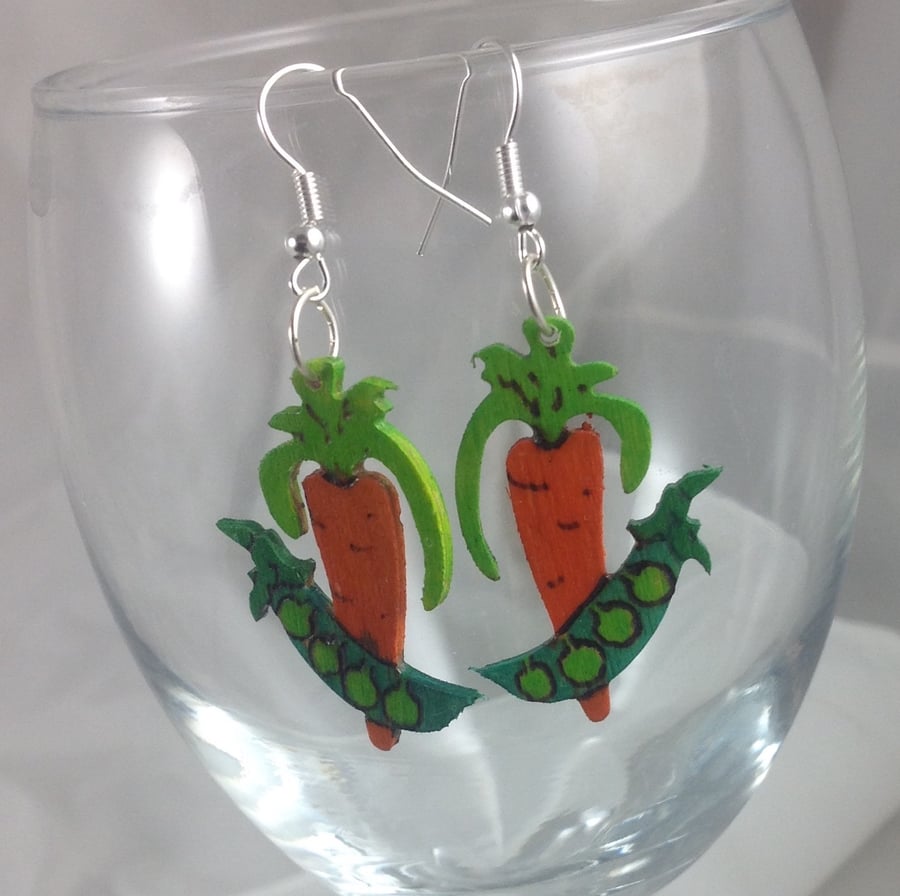 "We go together like peas and carrots" Forest Gump earrings